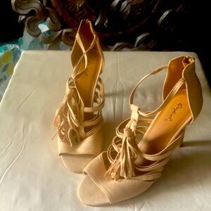 Qupid 3inch beige heel. Party shoe